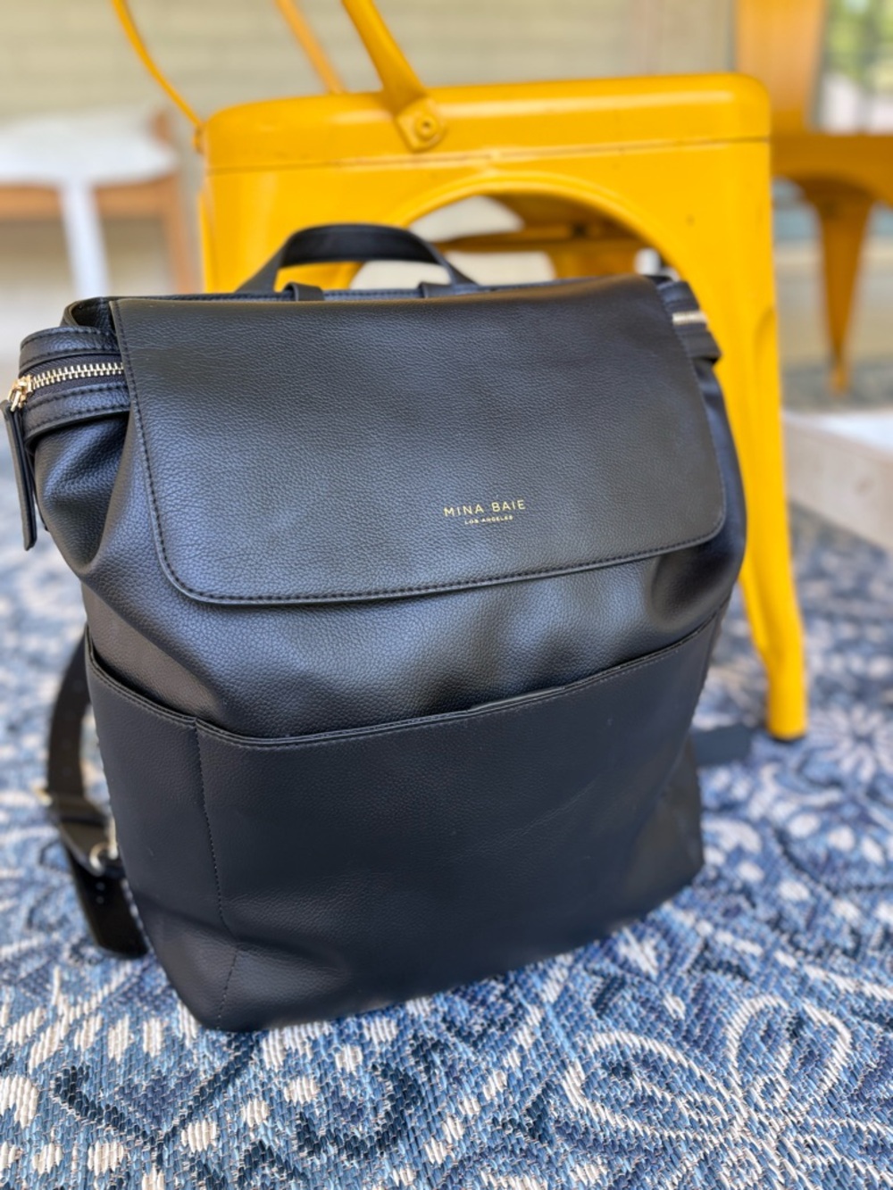 Mina Baie Kinney leather diaper bag and Backpack black sold out online - Picture 6 of 16